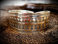 Viking Saxon Celtic Stamped Brass Bracelet Arm Ring Cuff