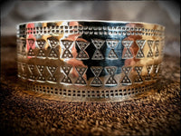 Viking Saxon Celtic Stamped Brass Bracelet Arm Ring Cuff