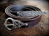 Viking Saxon Celtic Leather Belt with Pewter Buckle and Strap End