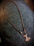 Bronze Raven Mjolnir Thors Hammer from Skane with Viking Knit Chain