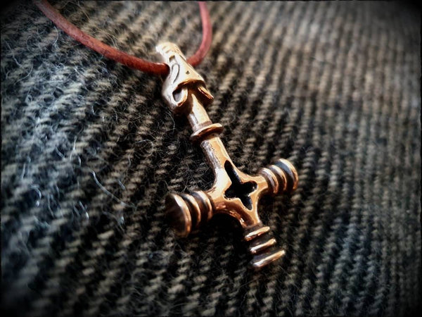 Viking Wolf Cross Hammer Mjölnir Pendant Necklace