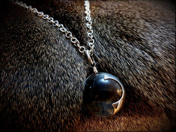 Sterling Silver Viking Visby Lens Gotland Glass Sphere with Chain