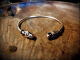 Viking Bronze or Silver Wolf Head Bracelet Bangle Arm Ring
