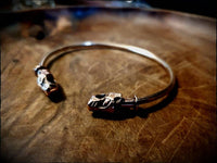 Viking Bronze Wolf Head Bracelet Bangle Arm Ring