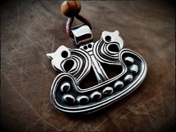 Sterling Silver Danish Viking Dragon Ship Pendant