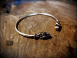 Viking Bronze or Silver Wolf Head Bracelet Bangle Arm Ring