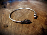Viking Bronze Wolf Head Bracelet Bangle Arm Ring