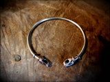 Viking Bronze or Silver Wolf Head Bracelet Bangle Arm Ring