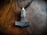 Norse Viking Raven Head Thors Hammer Mjolnir Pendant