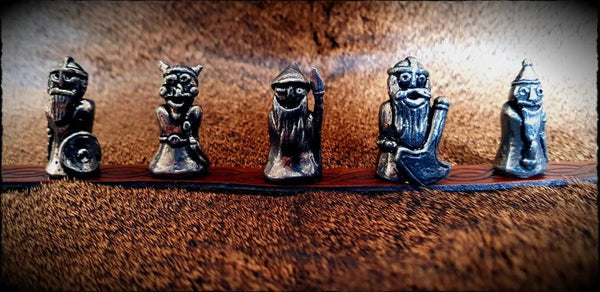 Pewter Norse god Statues Set of 5 (Odin, Thor, Loki, Tyr, Frey)