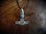 Norse Viking Raven Head Thors Hammer Mjolnir Pendant