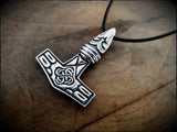 Sterling Silver Raven Mjolnir Thors Hammer