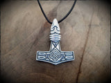 Sterling Silver Raven Mjolnir Thors Hammer