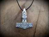 Sterling Silver Raven Mjolnir Thors Hammer