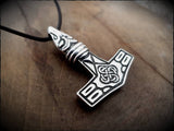 Sterling Silver Raven Mjolnir Thors Hammer