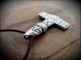 Sterling Silver Raven Mjolnir Thors Hammer
