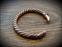 Viking Raven Head Twisted Bronze Bracelet Arm Ring