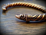Viking Raven Head Twisted Bronze Bracelet Arm Ring