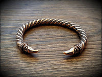 Viking Raven Head Twisted Bronze Bracelet Arm Ring