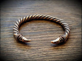 Viking Raven Head Twisted Bronze Bracelet Arm Ring