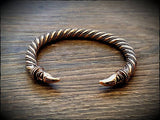 Viking Raven Head Twisted Bronze Bracelet Arm Ring