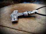 Sterling Silver Raven Mjolnir Thors Hammer