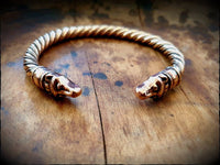 Viking Bear Head Twisted Bronze Bracelet Arm Ring