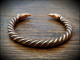 Viking Raven Head Twisted Bronze Bracelet Arm Ring