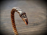 Viking Raven Head Twisted Bronze Bracelet Arm Ring