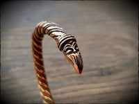 Viking Raven Head Twisted Bronze Bracelet Arm Ring