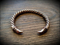 Viking Raven Head Twisted Bronze Bracelet Arm Ring