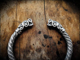 Sterling Silver Viking Wolf Bracelet Arm Ring