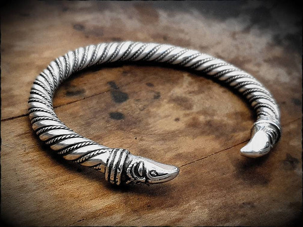 Sterling Silver Viking Raven Bracelet Arm Ring