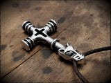 Sterling Silver Viking Wolf Cross Hammer Mjölnir Pendant