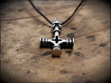 Sterling Silver Viking Wolf Cross Hammer Mjölnir Pendant