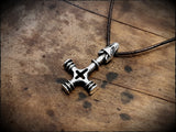 Sterling Silver Viking Wolf Cross Hammer Mjölnir Pendant