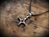 Sterling Silver Viking Wolf Cross Hammer Mjölnir Pendant