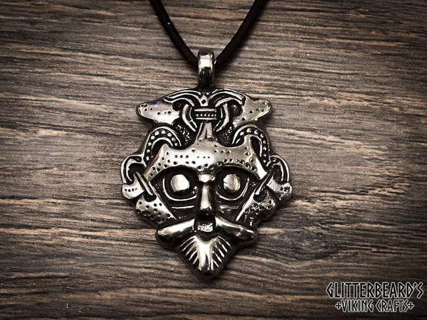 Gnezdovo Viking Warrior God Mask Pendant Necklace