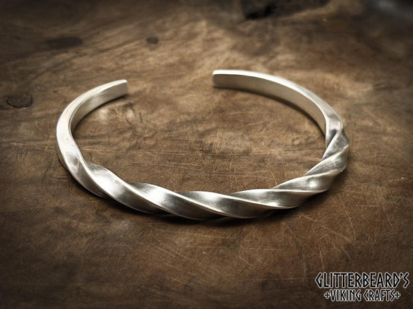 Viking Norse Celtic Chunky Solid Forged Silver Bracelet