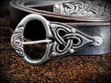 Viking Saxon Celtic Leather Belt with Pewter Buckle and Strap End