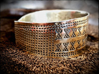 Viking Saxon Celtic Stamped Brass Bracelet Arm Ring Cuff