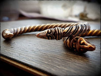Viking Raven Head Twisted Bronze Bracelet Arm Ring