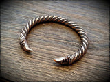 Viking Raven Head Twisted Bronze Bracelet Arm Ring