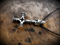 Sterling Silver Viking Wolf Cross Hammer Mjölnir Pendant