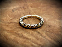 Viking Saxon Twisted Ring in Bronze, Brass or Sterling Silver